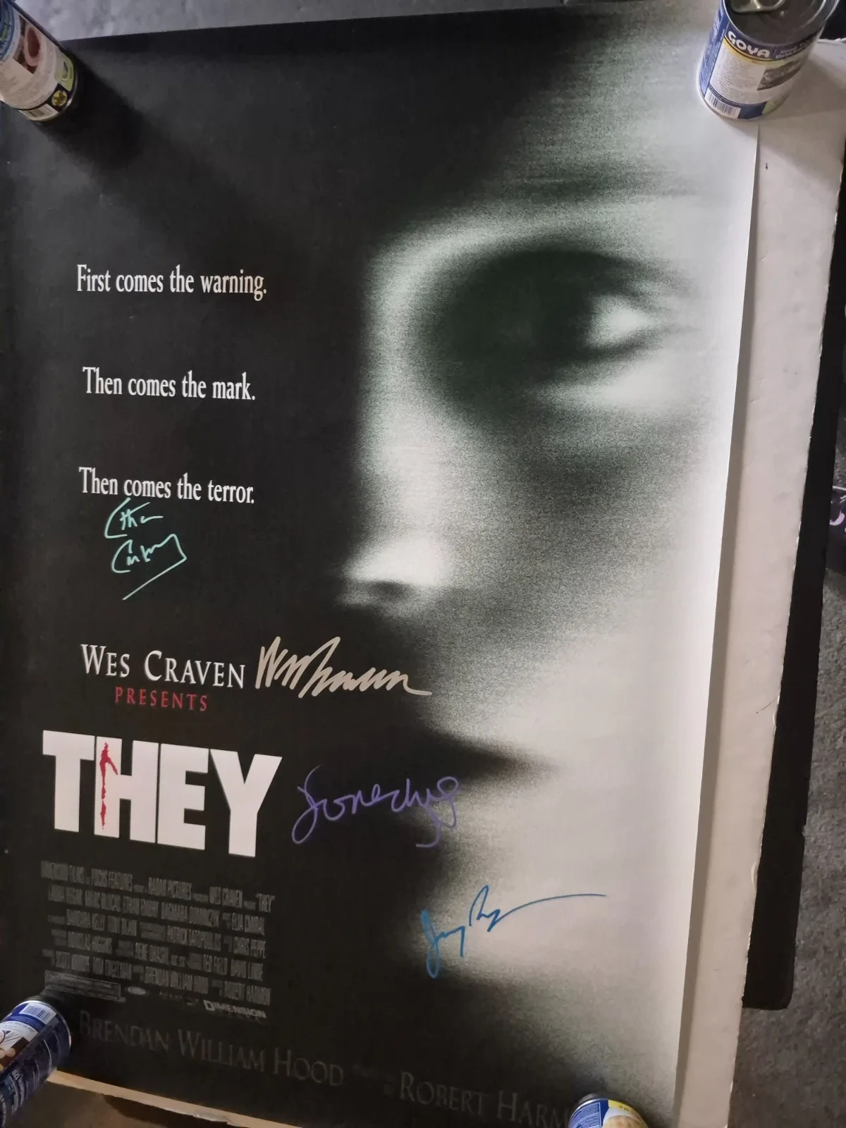 SEE BELOW — CAST SIGNED 'THEY'WES CRAVEN- MOVIE POSTER- vintage-w/COA ekim, изображение 2