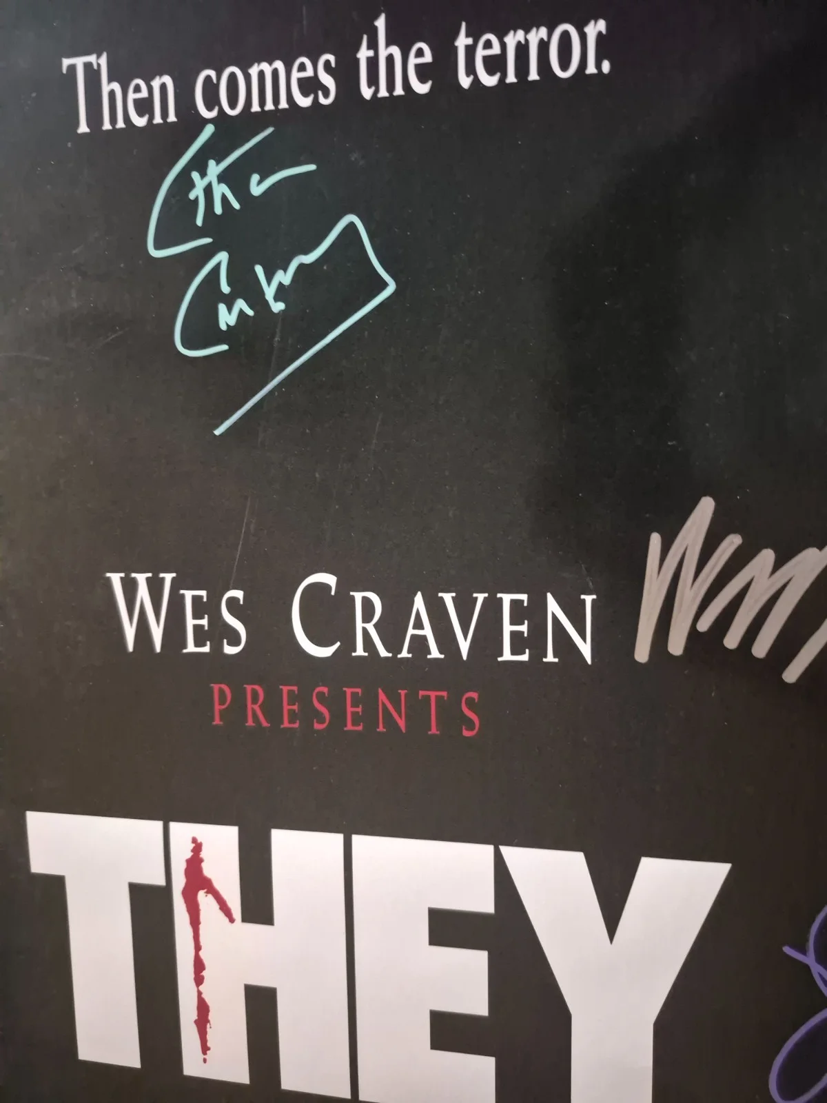 SEE BELOW — CAST SIGNED 'THEY'WES CRAVEN- MOVIE POSTER- vintage-w/COA ekim, изображение 4