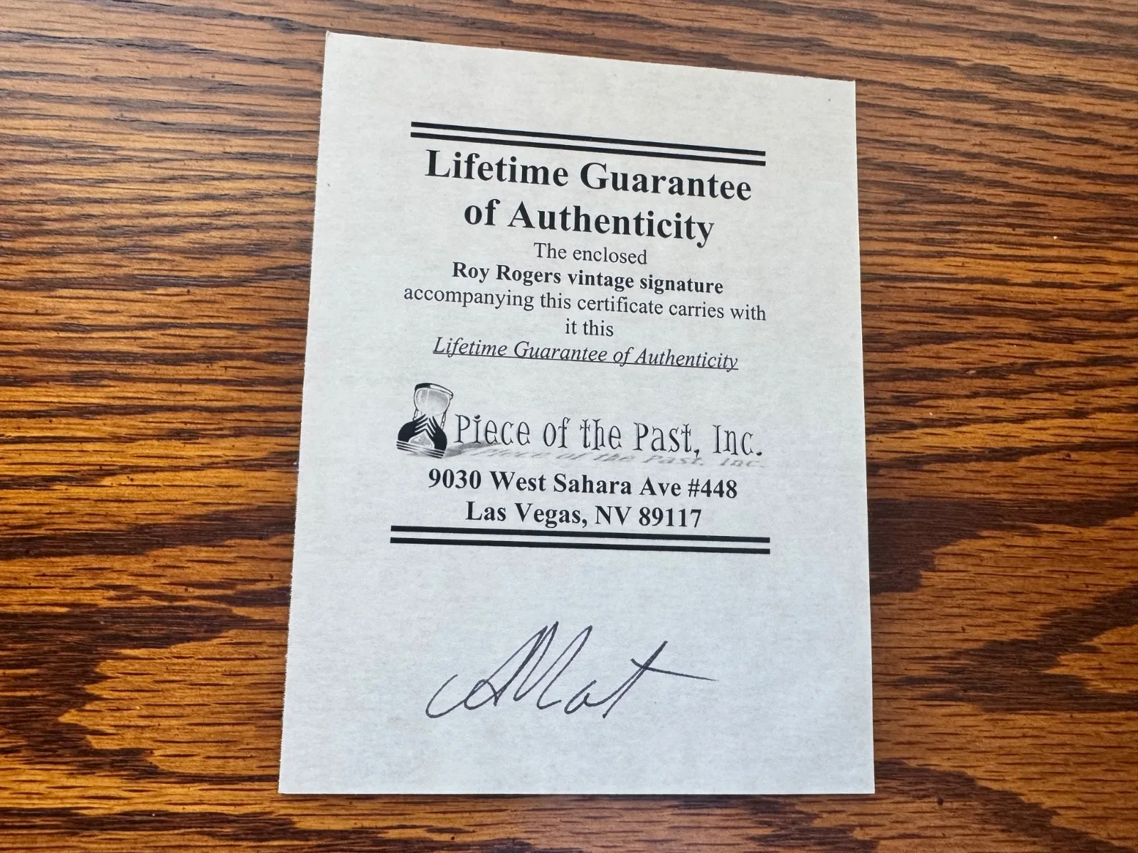 Roy Rogers Autograph Signature with COA, image 3