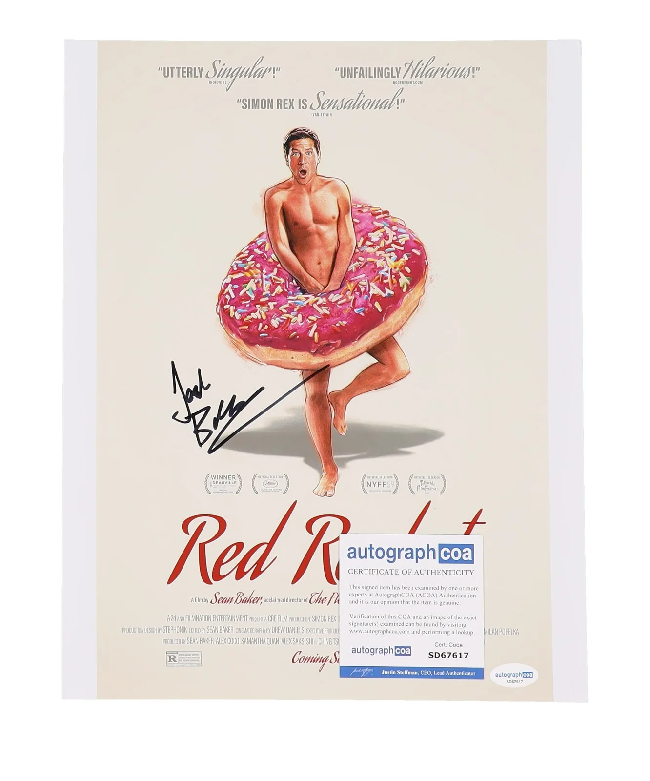 Sean Baker Director Oscar Winner Signed movie poster Red Rocket ACOA COA, изображение 2