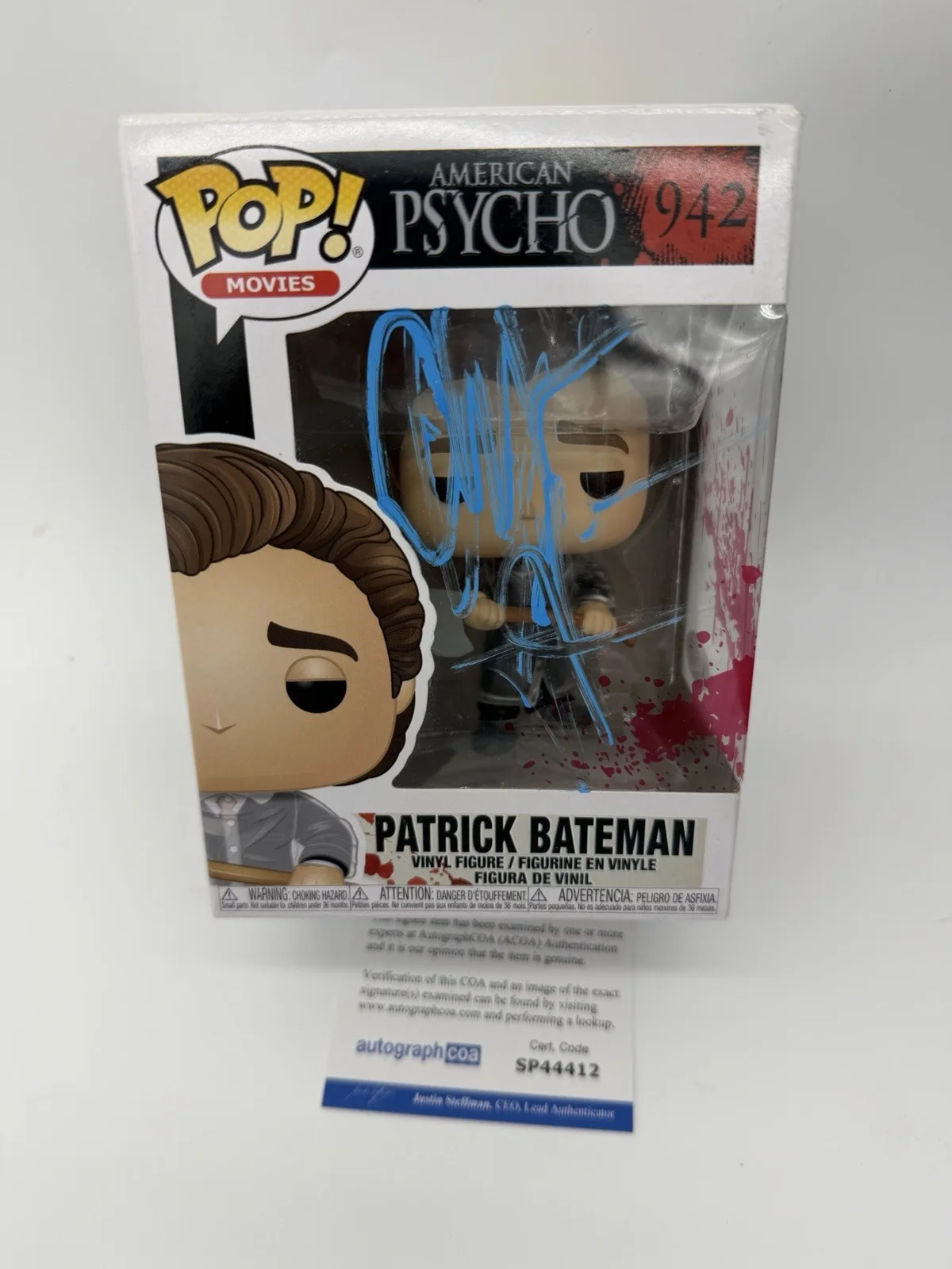 Christian Bale — Christian Bale signed Psycho Funko Pop 942 Patrick Bateman Not Frakenstein Bride