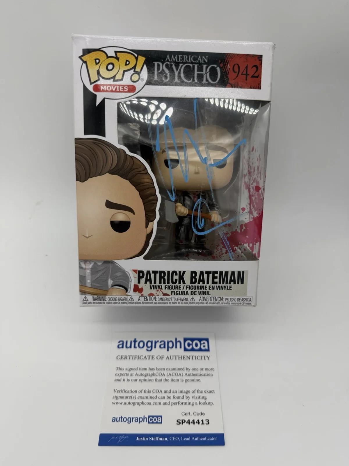 Christian Bale — Christian Bale signed Psycho Funko Pop 942 Patrick Bateman Not Frakenstein Bride