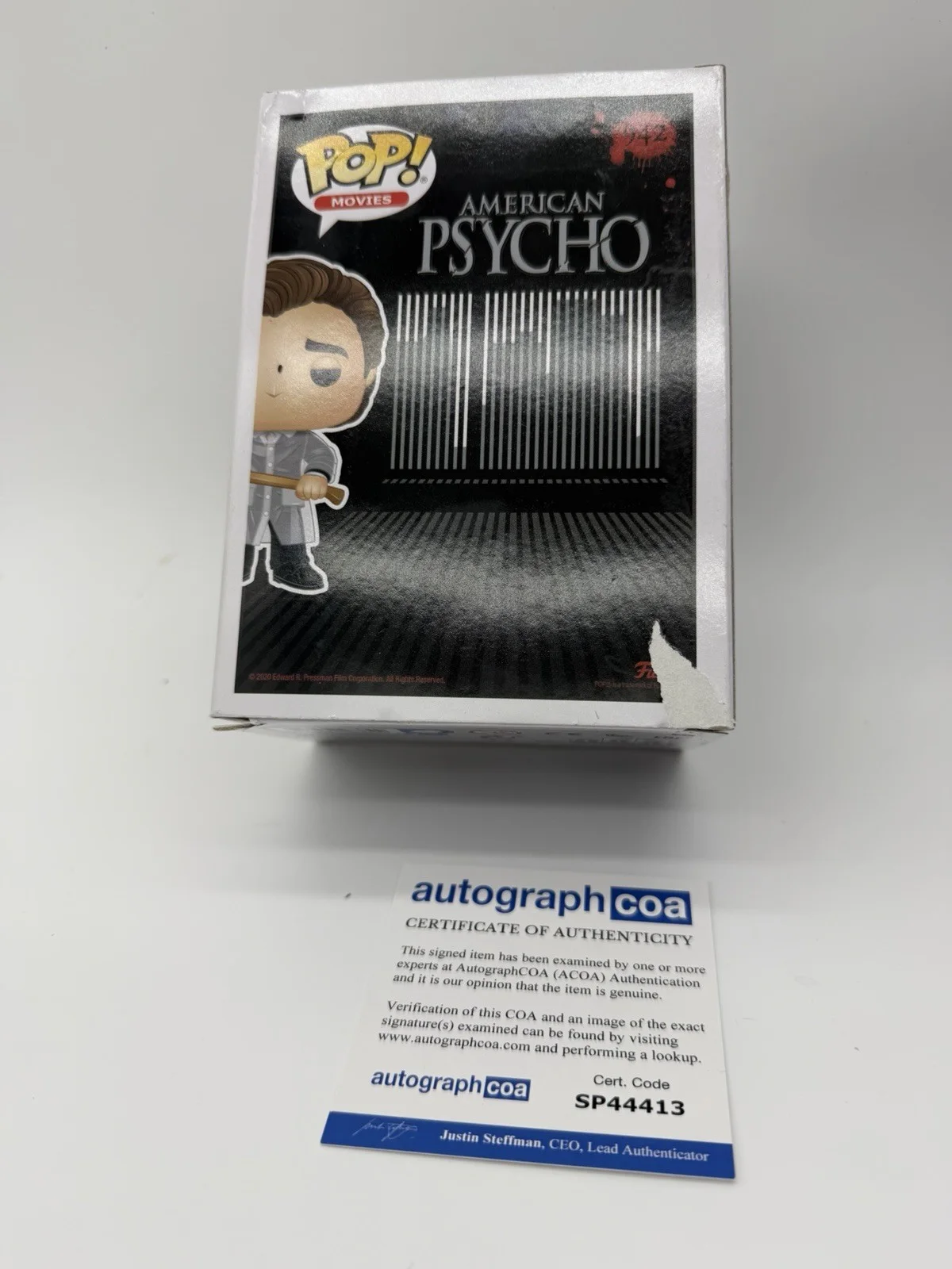 Christian Bale — Christian Bale signed Psycho Funko Pop 942 Patrick Bateman Not Frakenstein Bride, image 4