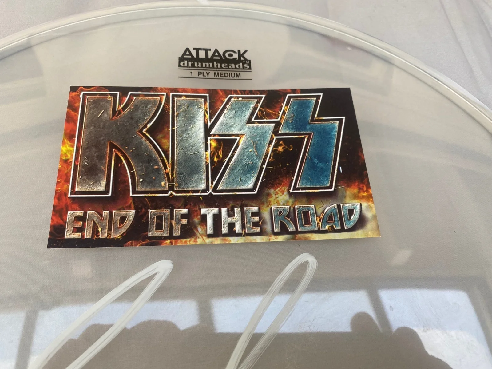 KISS Drum Head- Signed By Eric Singer End of the Road Tour, image 3