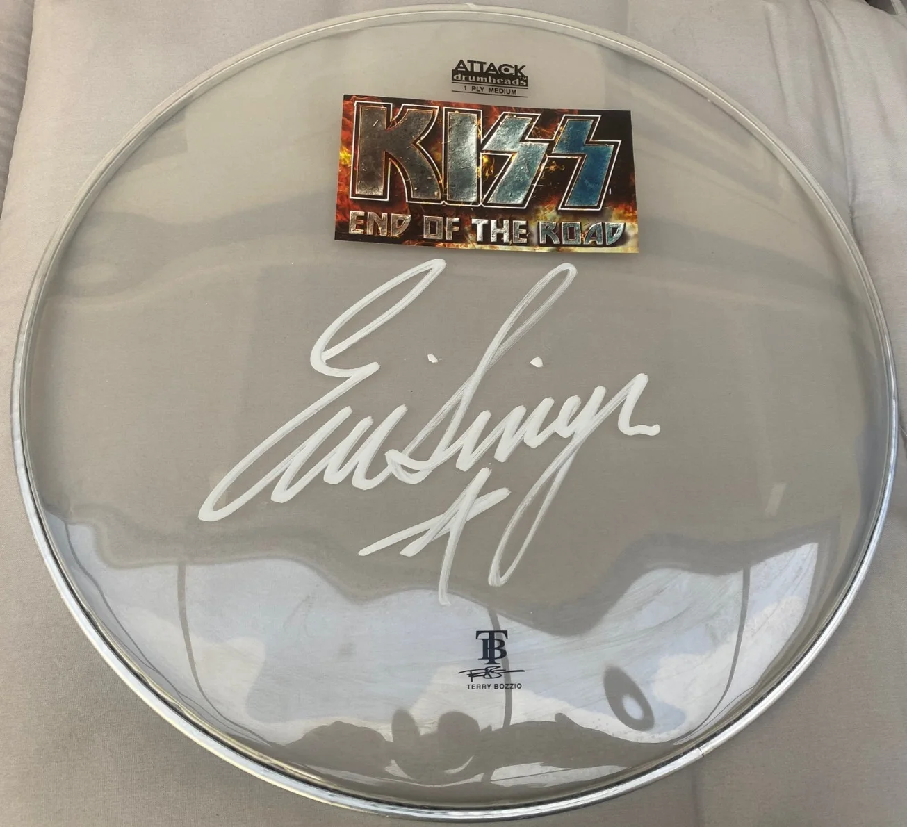 KISS Drum Head- Signed By Eric Singer End of the Road Tour, image 4