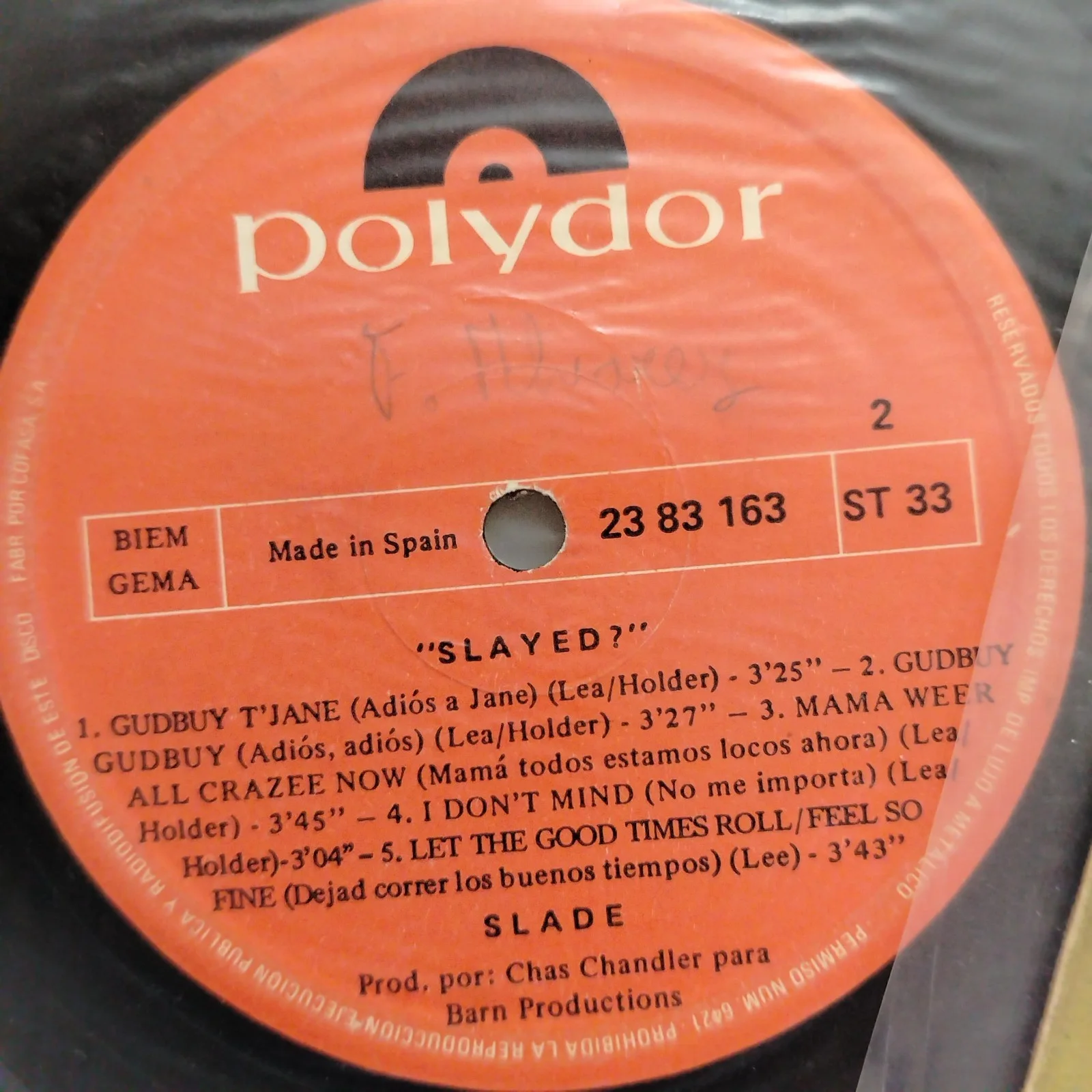 Slade Band Members Signed "Slayed?" Album Cover + COA, image 5