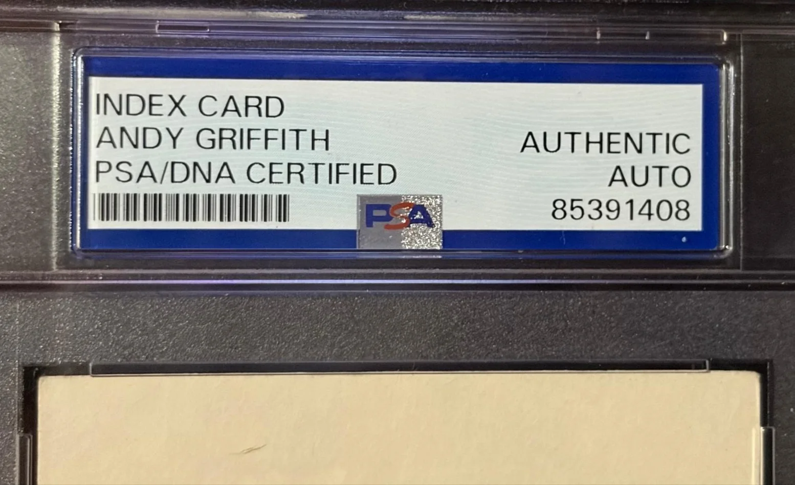 Andy Griffith — ANDY GRIFFITH SIGNED INDEX CARD PSA ENCAPSULATED MATLOCK THE SHOW RARE FULL NAME, image 2