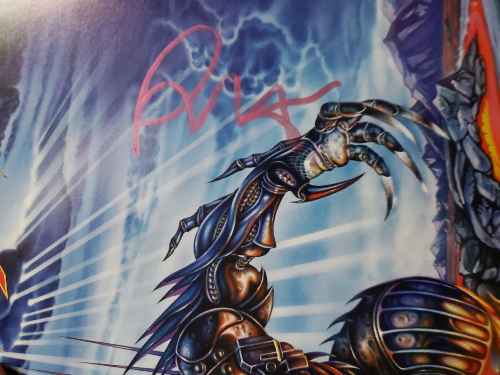 ROB HALFORD HAND SIGNED 1990s vg++ Judas Priest JUGULATOR 12x12 promo poster, image 2