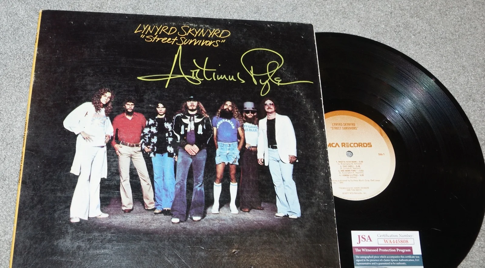 ARTIMUS PYLE Signed LYNYRD SKYNYRD Street Survivors Vinyl LP + JSA COA WA445808, изображение 2