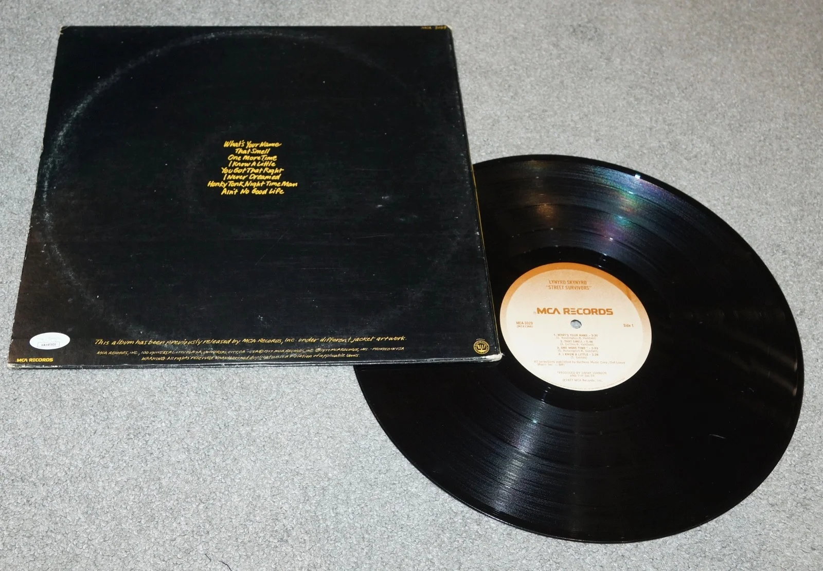 ARTIMUS PYLE Signed LYNYRD SKYNYRD Street Survivors Vinyl LP + JSA COA WA445808, изображение 3