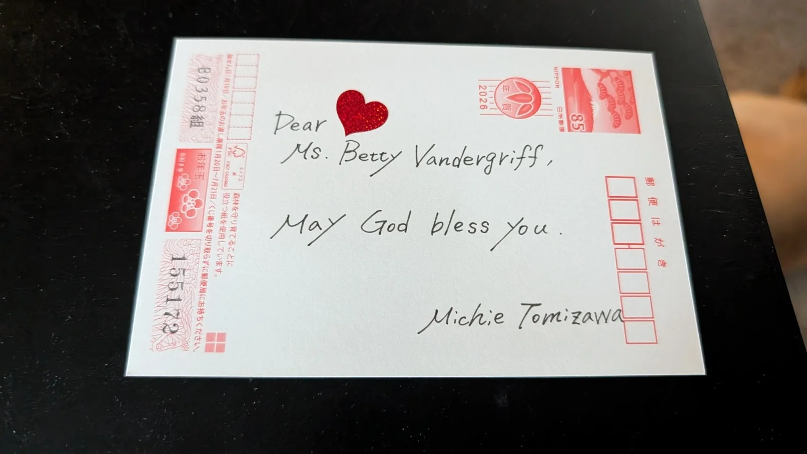 Michie Tomizawa — signed postcard of Michie Tomizawa, the beloved Japanese voice actress