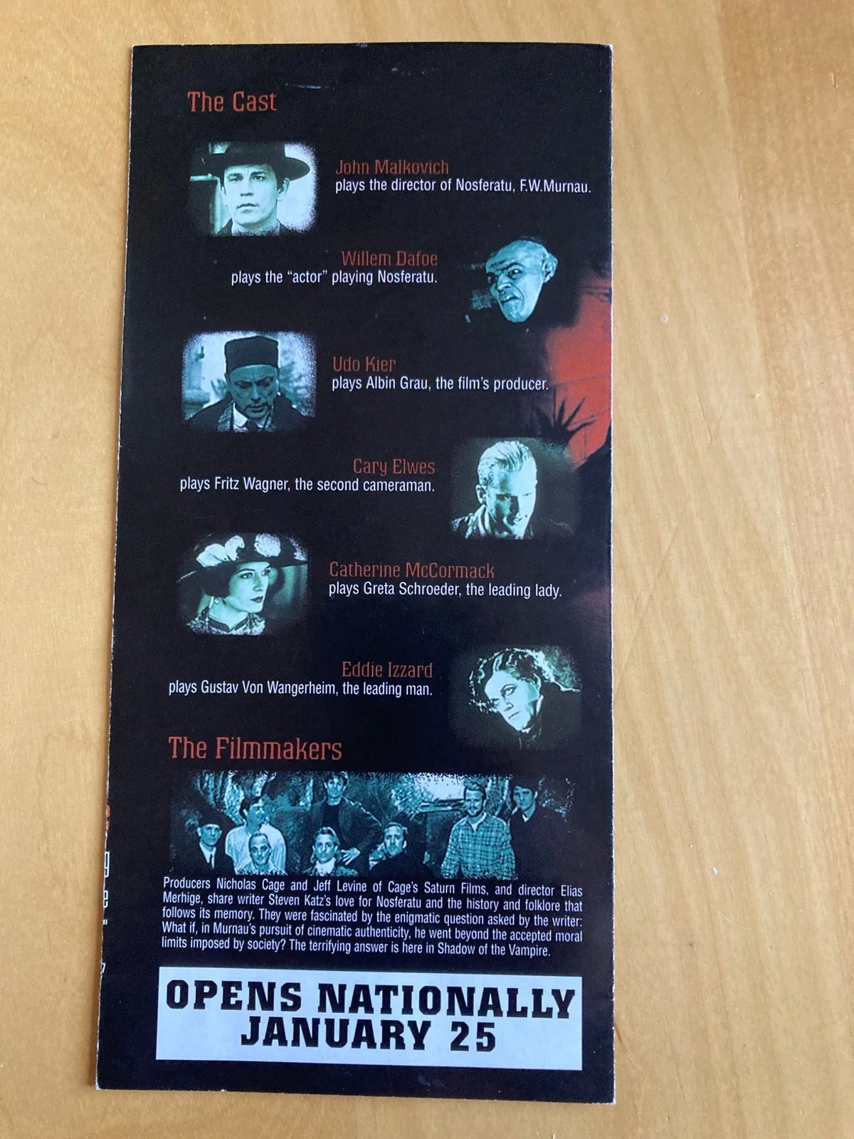 Shadow of a Vampire Movie promotional flyer, image 4