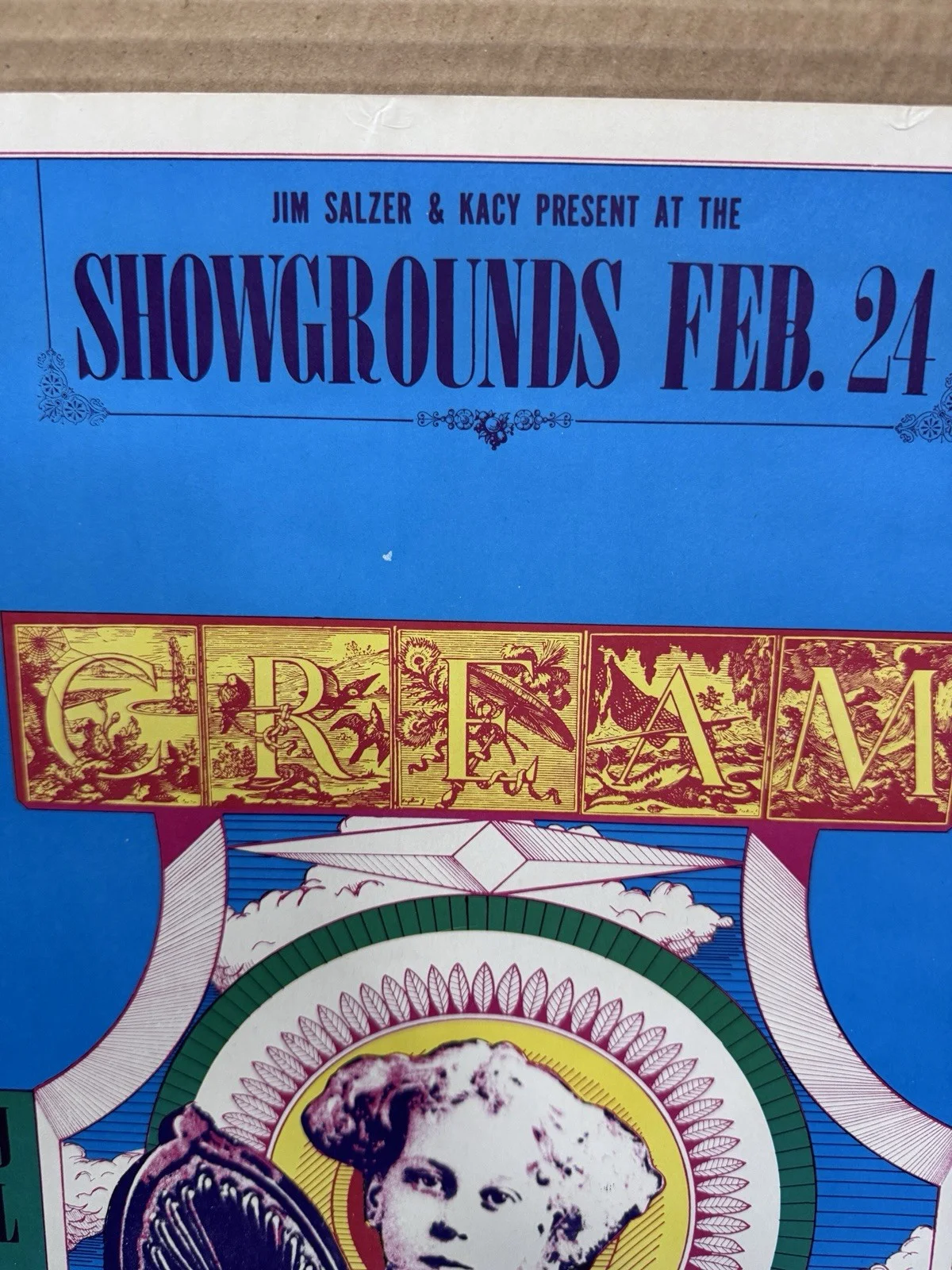 Cream, Taj Mahal & James Cotton Blues Band 1968 concert poster, Bettencourt, изображение 2