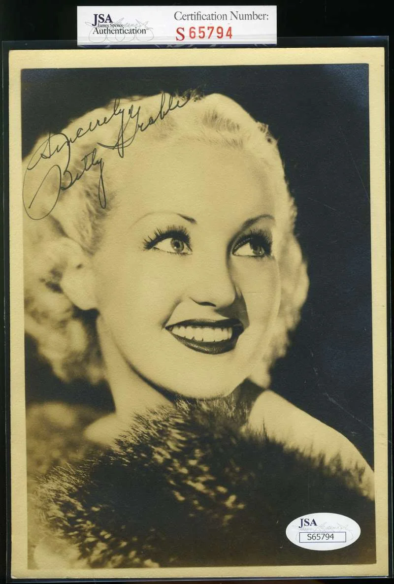 BETTY GRABLE — Betty Grable Jsa Coa Autograph 5x7 Photo Hand Signed