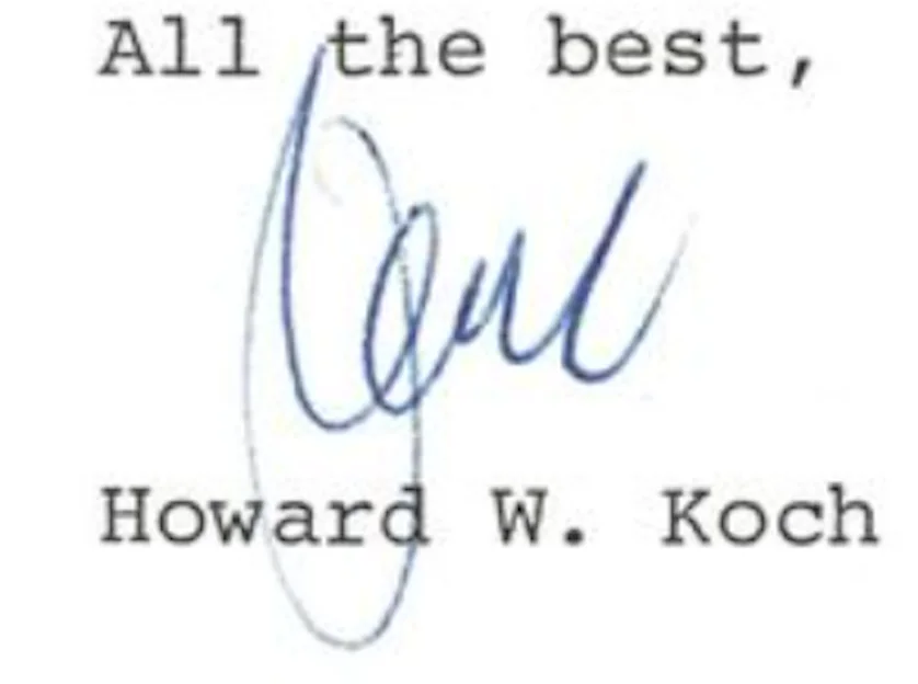 Howard W Koch — Howard W Koch Airplane Director Autographed Signed Letter AMCo COA 21871, изображение 2