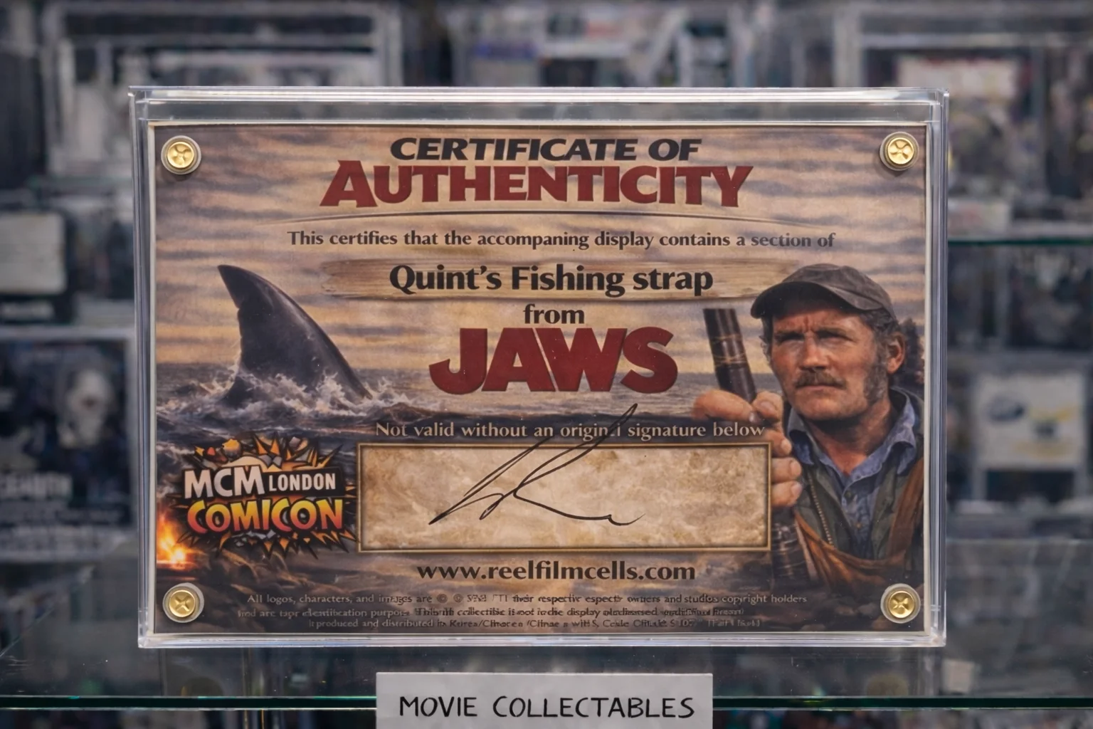 Screen-Used Section Quint’s Fishing Strap – Jaws Movie Prop Display –With COA, изображение 2