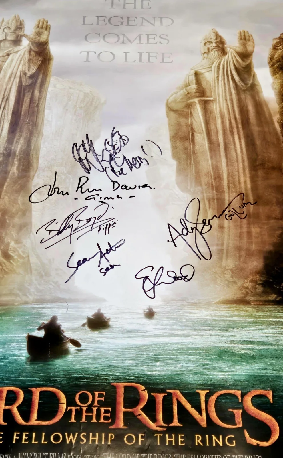 Andy Serkis — Lord Of The Rings Fellowship Signed Original DS Poster X6 Andy Serkis Elijah JSA, изображение 2