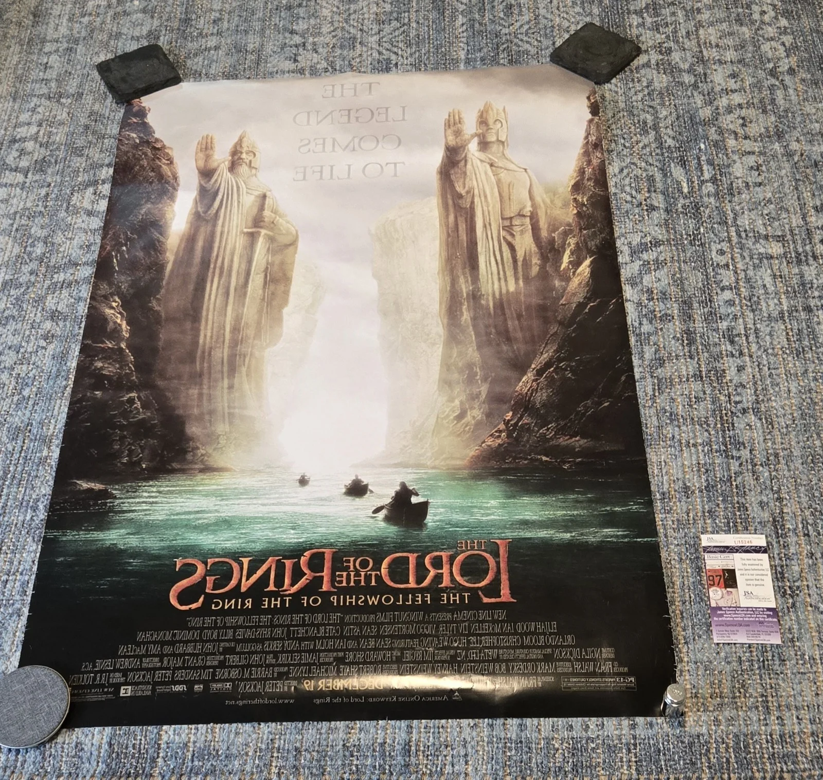 Andy Serkis — Lord Of The Rings Fellowship Signed Original DS Poster X6 Andy Serkis Elijah JSA, изображение 4