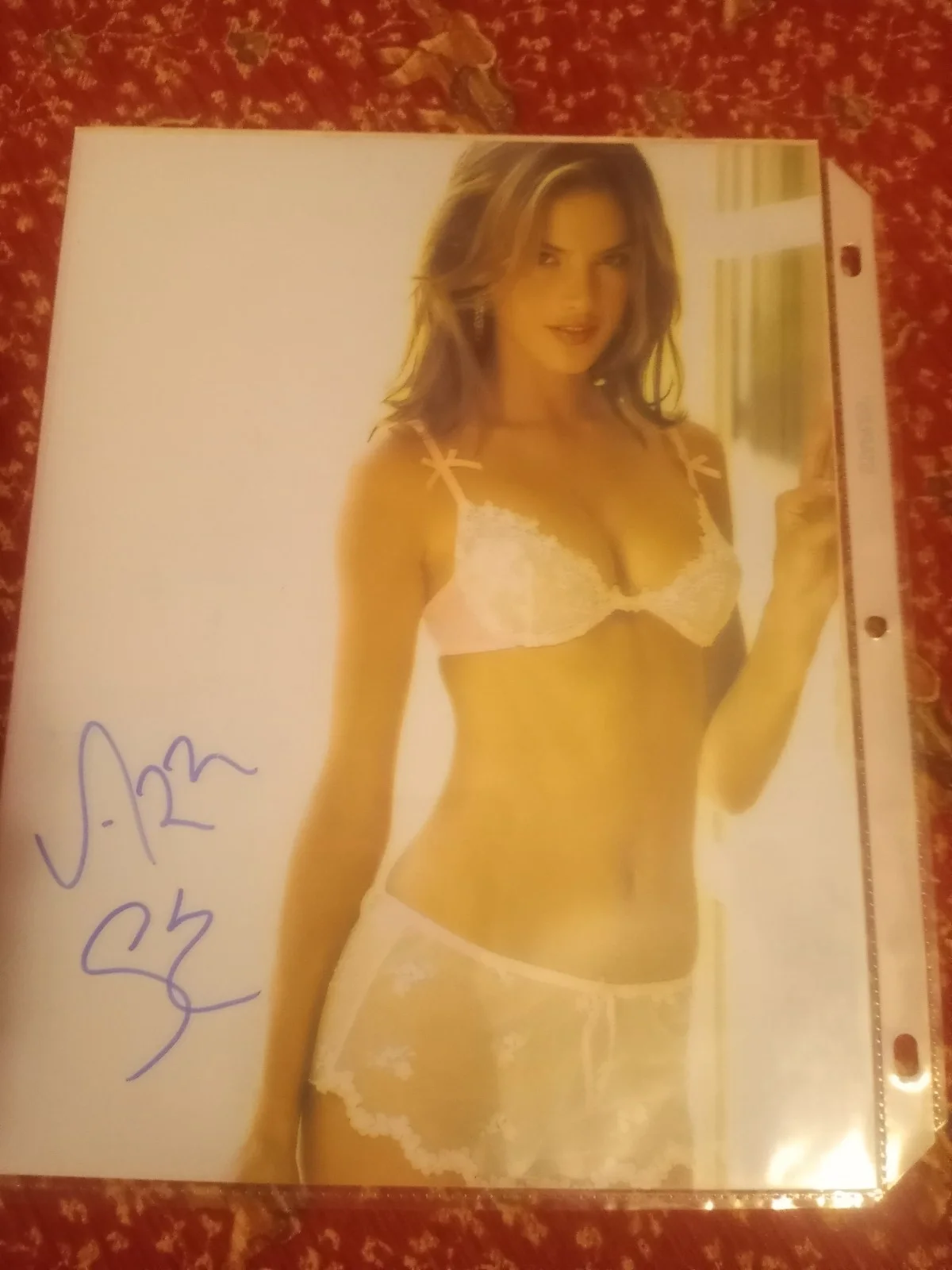 Alessandra Ambrosio Signed RARE Photoshoot Signature See- thru COA - blue on pic, изображение 2