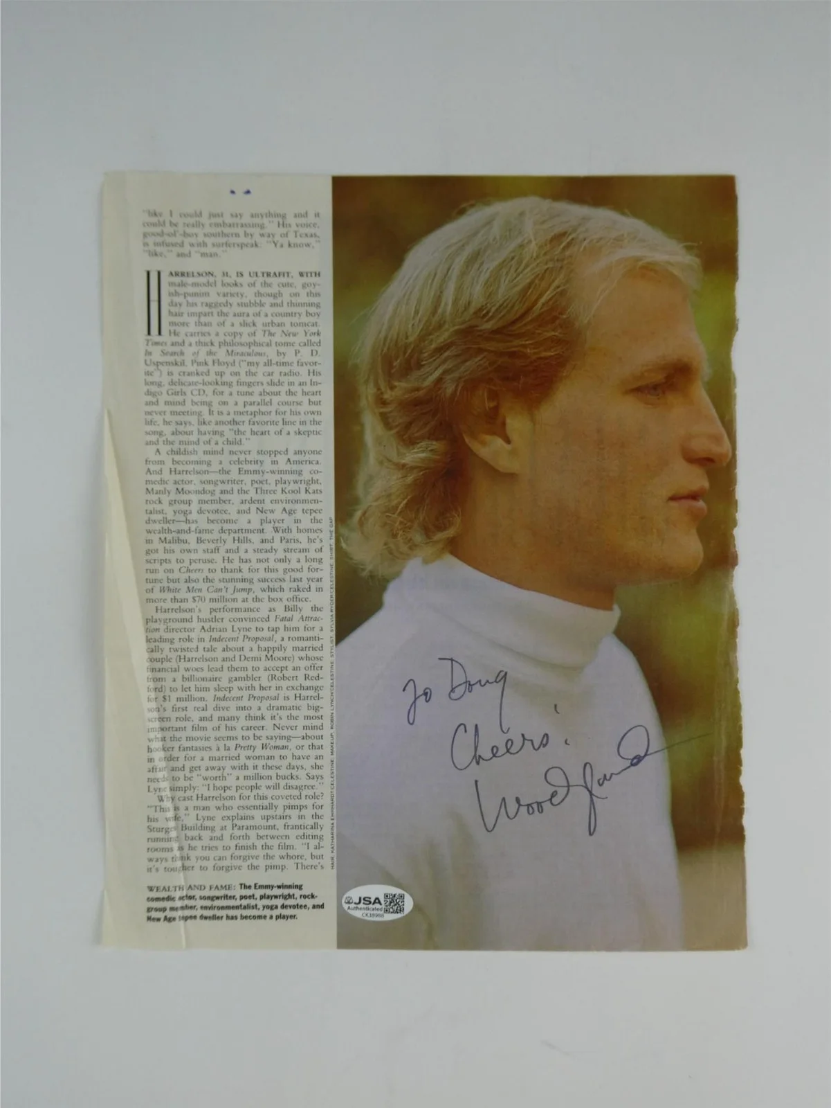 Woody Harrelson — Woody Harrelson Signed 8.75x10.75 Magazine Photo Page Autographed JSA COA, image 2