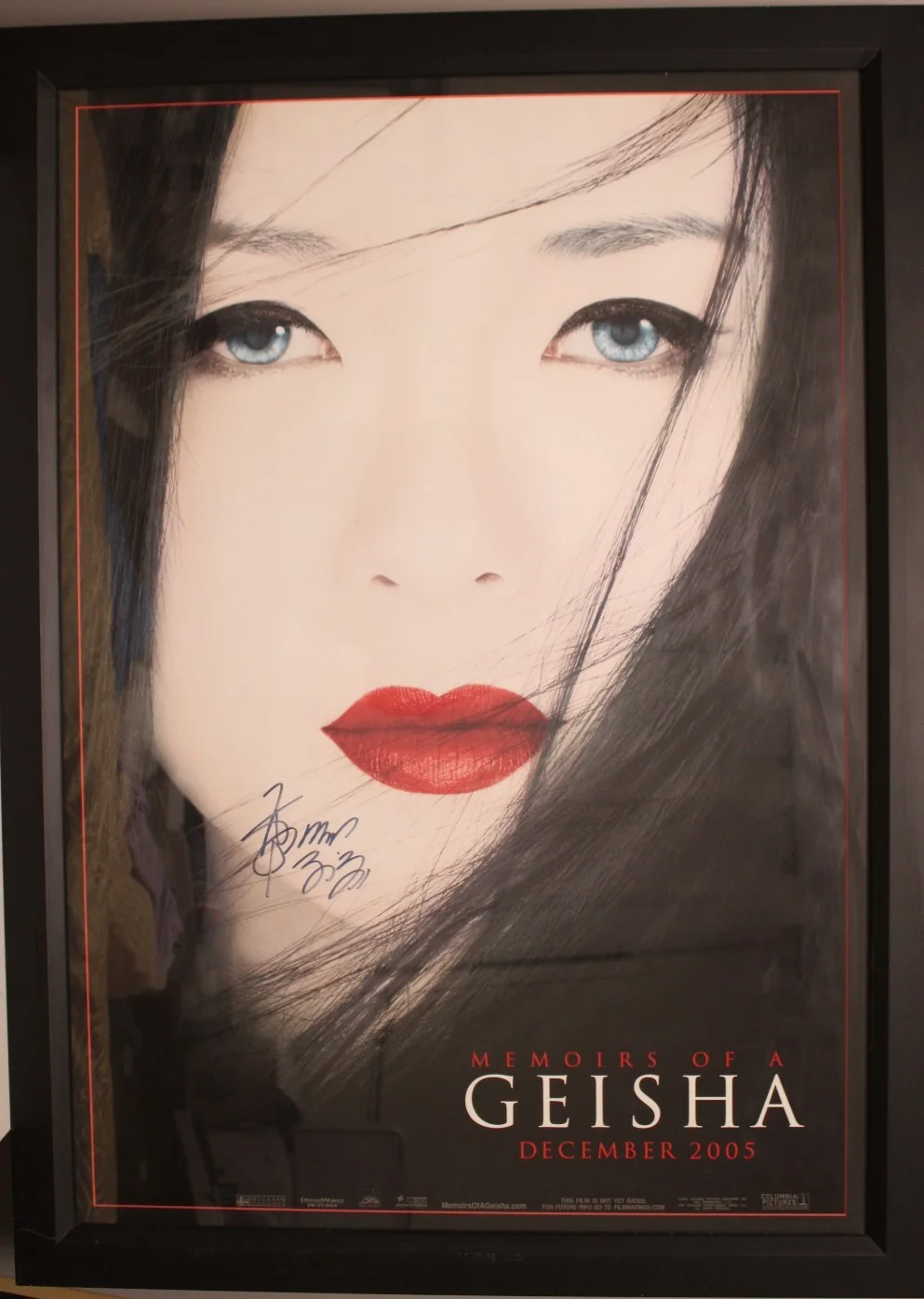 ZIYI ZHANG — MEMOIRS OF A GEISHA ZIYI ZHANG COA SIGNED ORIGINAL MOVIE POSTER 27X40 (NO FRAME), изображение 4