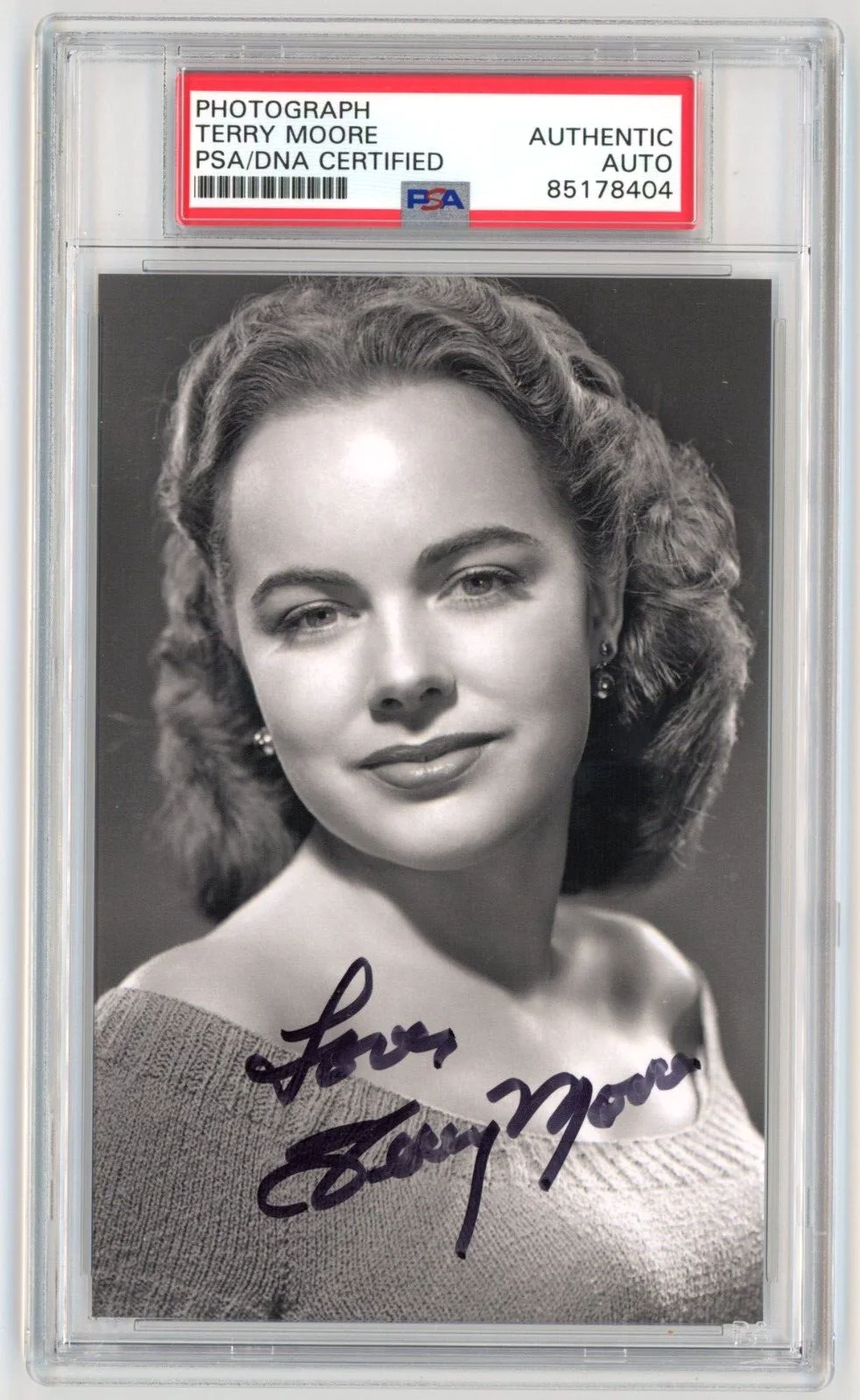 Terry Moore — TERRY MOORE Signed Photo - Beautiful 50s 60s Old Hollywood Actress - PSA