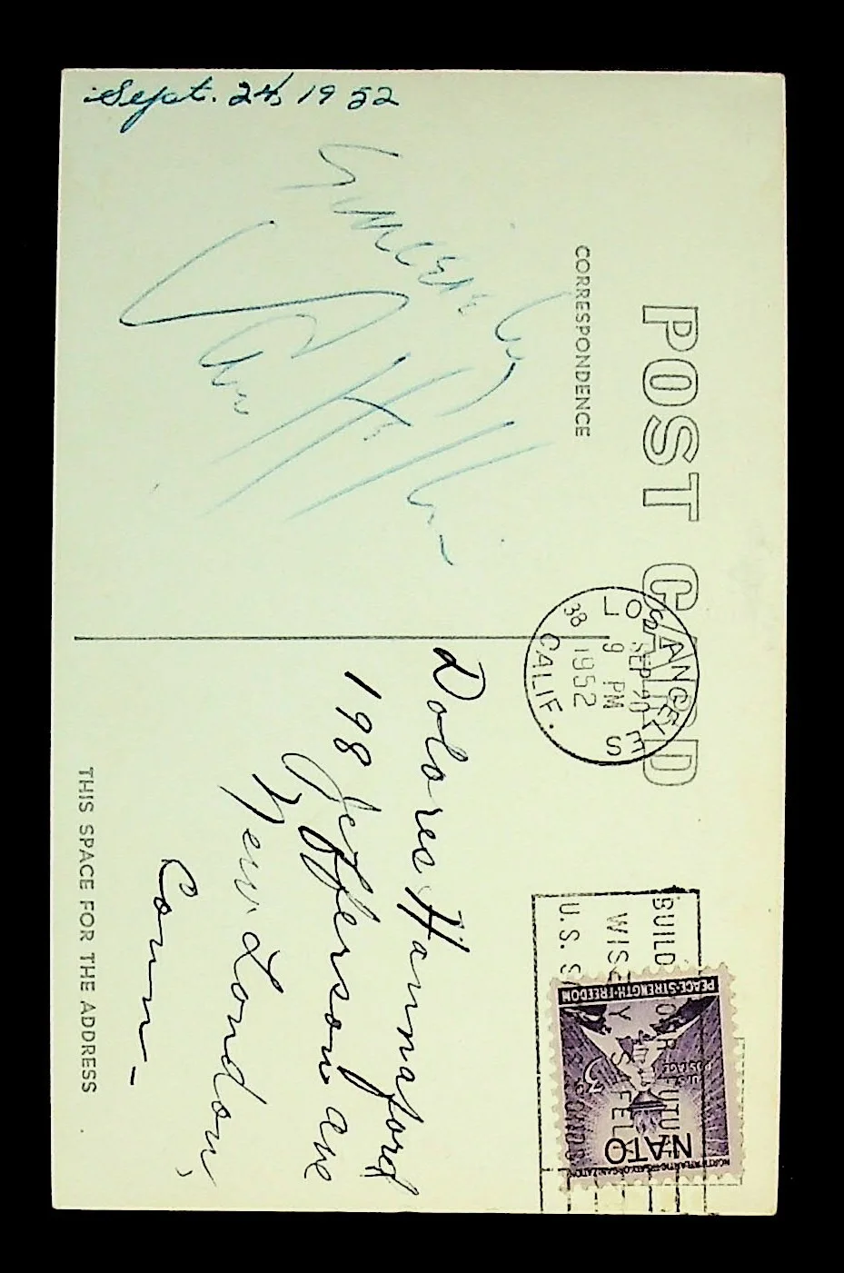 Van Heflin — 1952 Original Autograph Movie Actor Van Heflin Signed on Back Film Fan RPPC, изображение 3