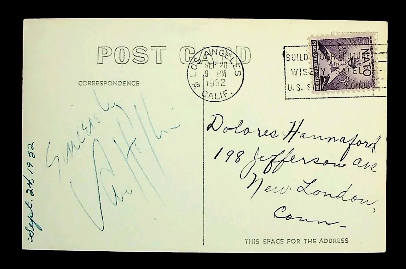 Van Heflin — 1952 Original Autograph Movie Actor Van Heflin Signed on Back Film Fan RPPC, изображение 4