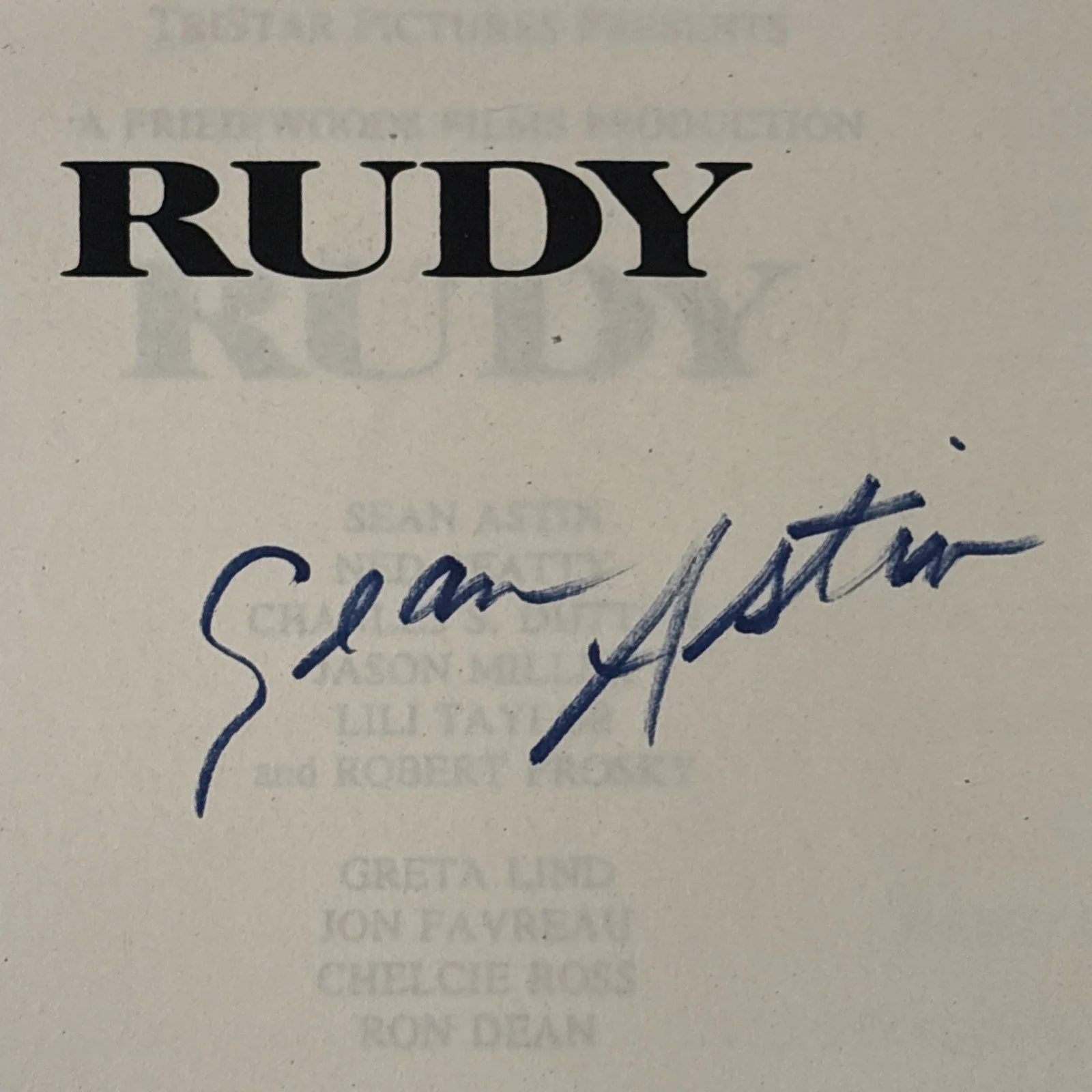 Sean Austin, Chelcia Ross — "Rudy" Sean Austin Autographed-Print Of Rudy Movie Script, image 2