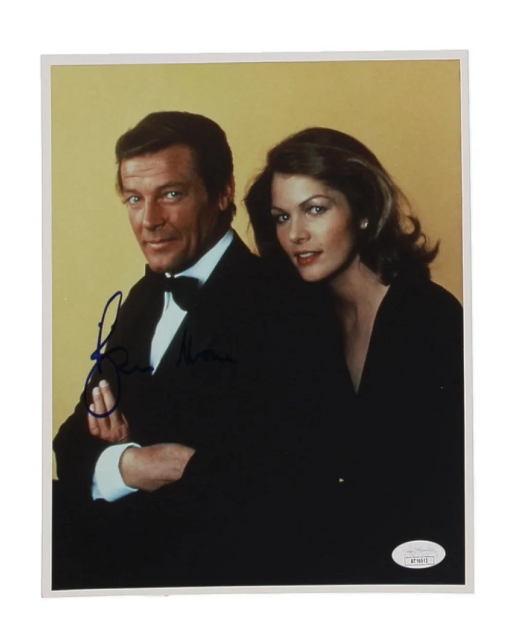 Roger Moore — Roger Moore Signed 8x10 Photo “Moonraker” JSA COA STICKER Autograph