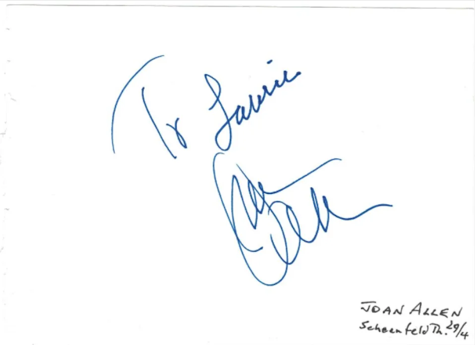 Joan Allen — Joan Allen The Crucible Autographed Signed Album Page AMCo COA 21084