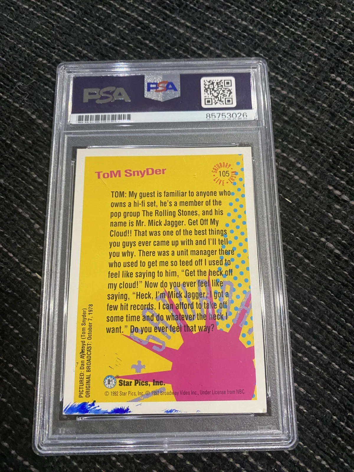 Dan Aykroyd — Dan Aykroyd Autographed Signed 1992 Star Pics Trading Card #105 PSA/DNA, image 3