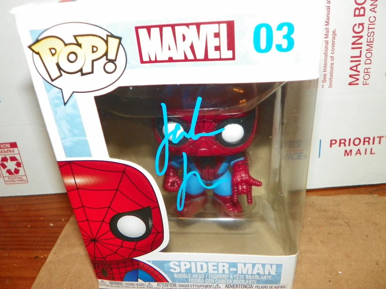 Jake Johnson — Marvel Spiderman Jake Johnson Signed Autographed Funko Pop #03 Beckett COA, image 2
