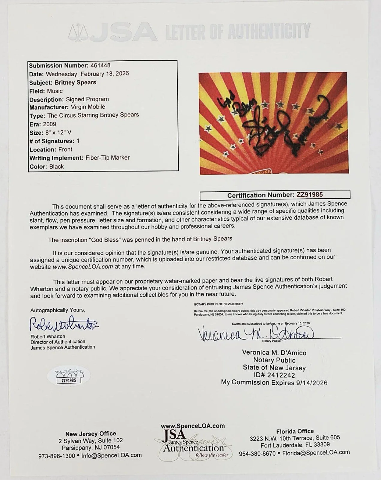 Britney Spears Signed Autograph 2009 Circus Tour Concert Program JSA LOA Rare, image 4