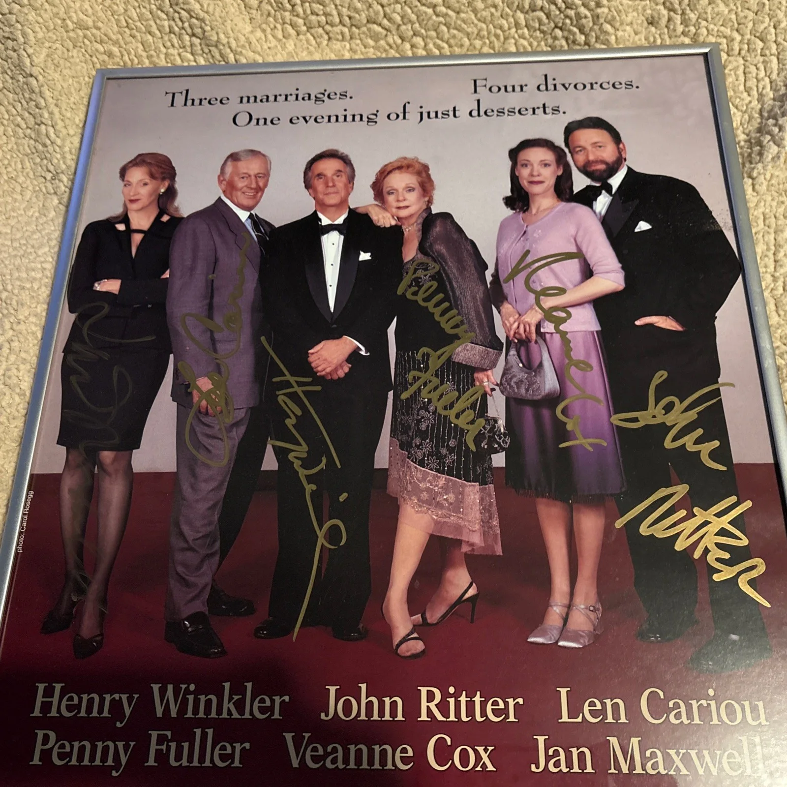Neil Simon’s The Dinner Party Signed Poster By Cast JOHN RITTER HENRY WINKLER, image 2