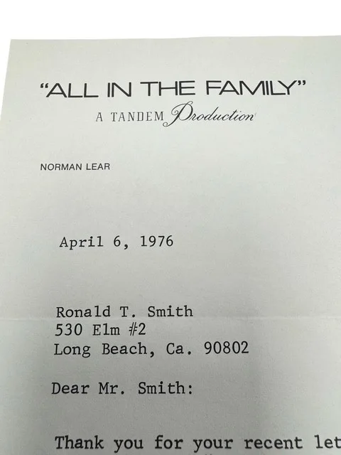 Norman Lear — Letter from Television Producer Norman Lear, April 6, 1976. All in the Family, изображение 5
