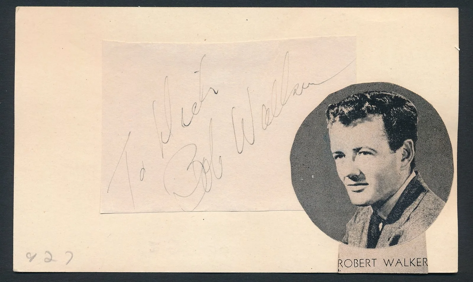 Robert Walker - 1940's Signed Album Page w/ 1950's Promo Still - RARE. d. 1951, изображение 2