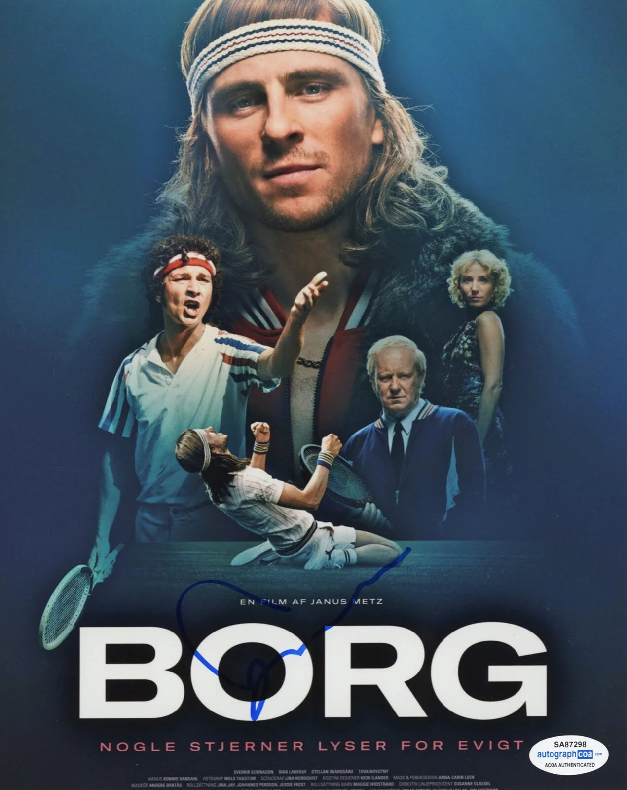 SVERRIR GUDNASON — Sverrir Gudnason signed "BORG VS McENROE" 8x10 Photo a PROOF Bjorn ACOA COA, image 3