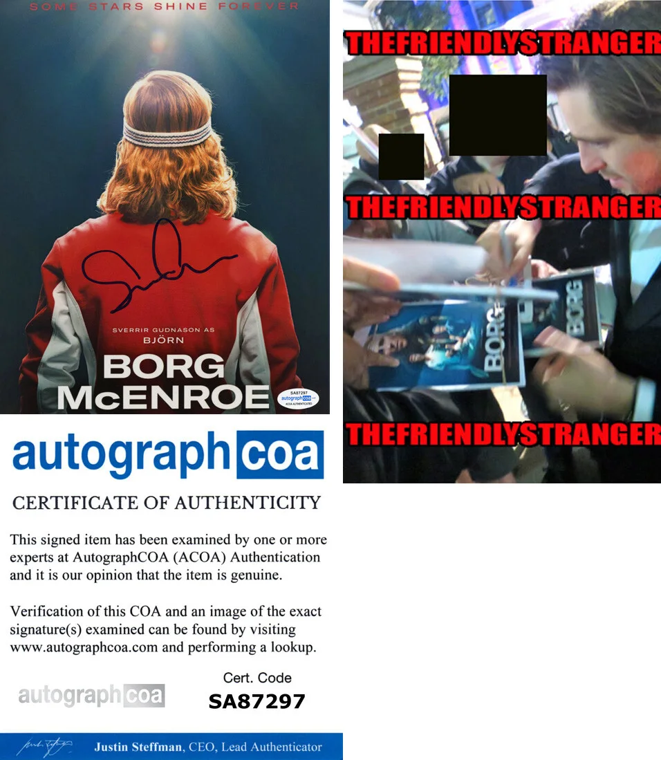 SVERRIR GUDNASON — Sverrir Gudnason signed "BORG VS McENROE" 8x10 Photo b PROOF Bjorn ACOA COA