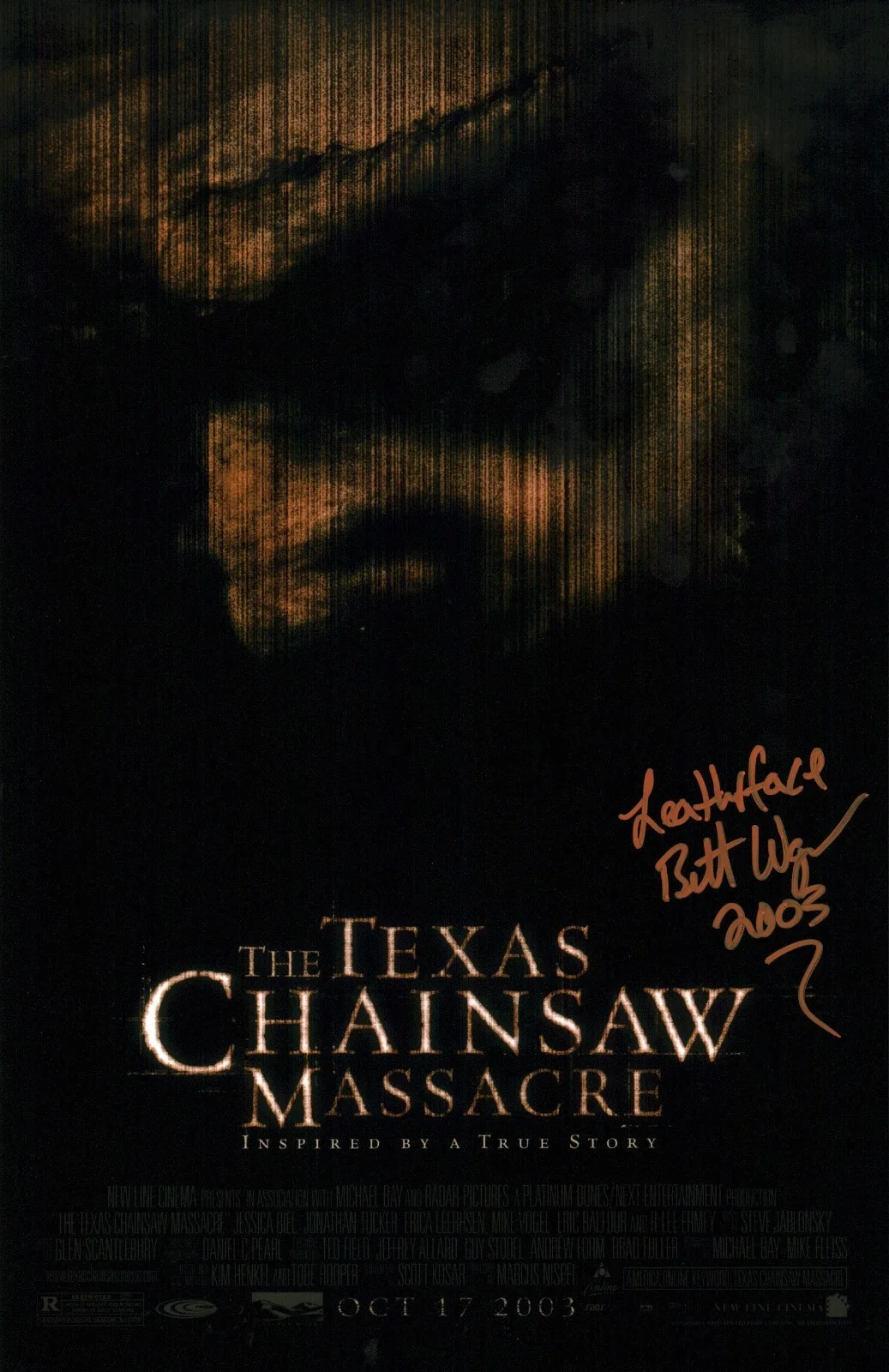 Brett Wagner — Brett Wagner The Texas Chainsaw Massacre 11x17 Signed Photo Poster JSA Certified