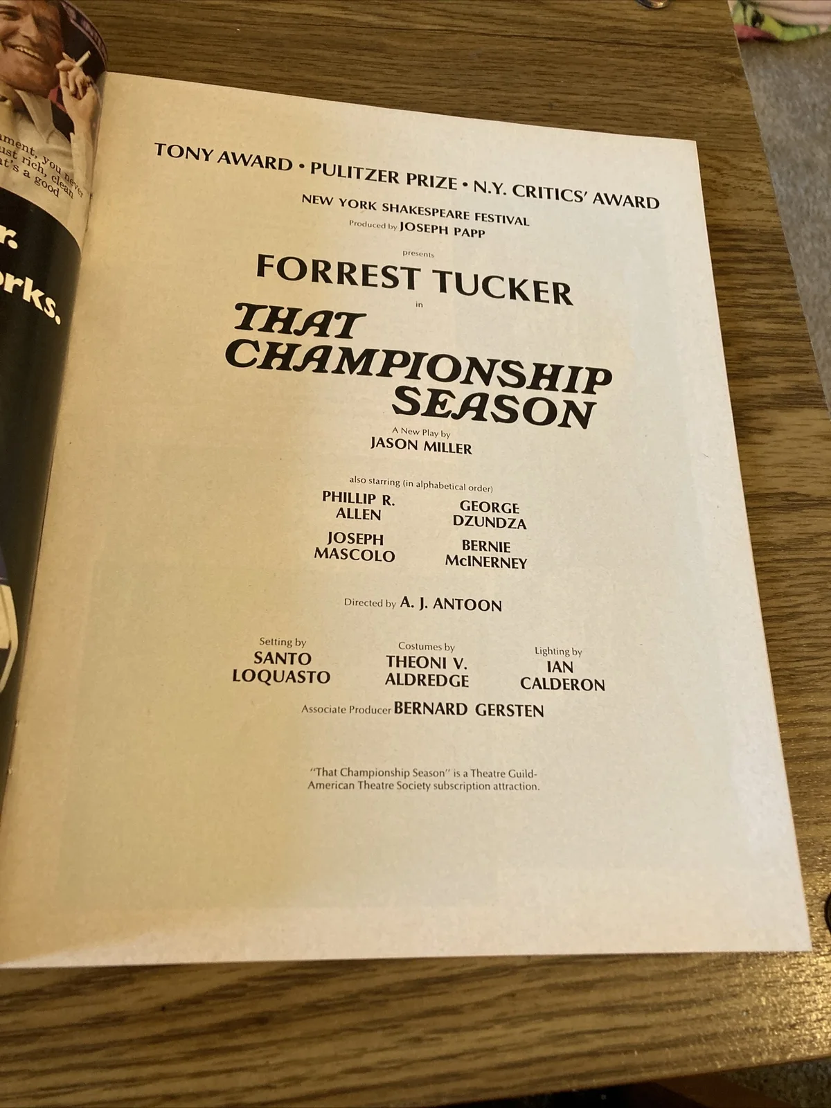 Shubert Theatre Program- That Championship Season Dec 1973, Forest tucker, image 4