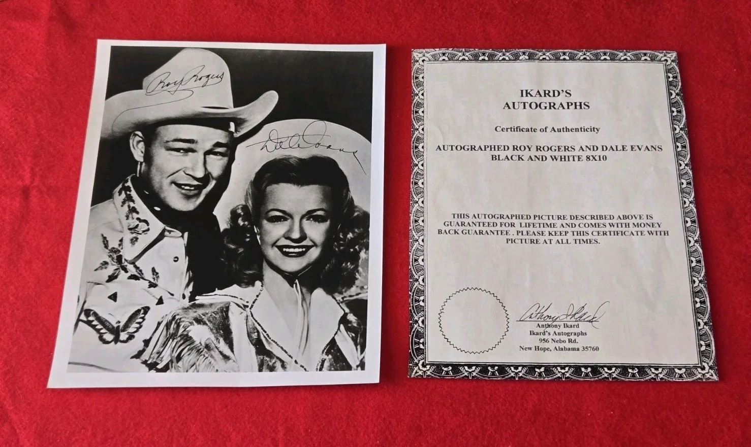 Roy Rogers and Dale Evans — Roy Rogers Dale Evans Signed 8x10 Photo Western Movie Stars w COA Ikard's