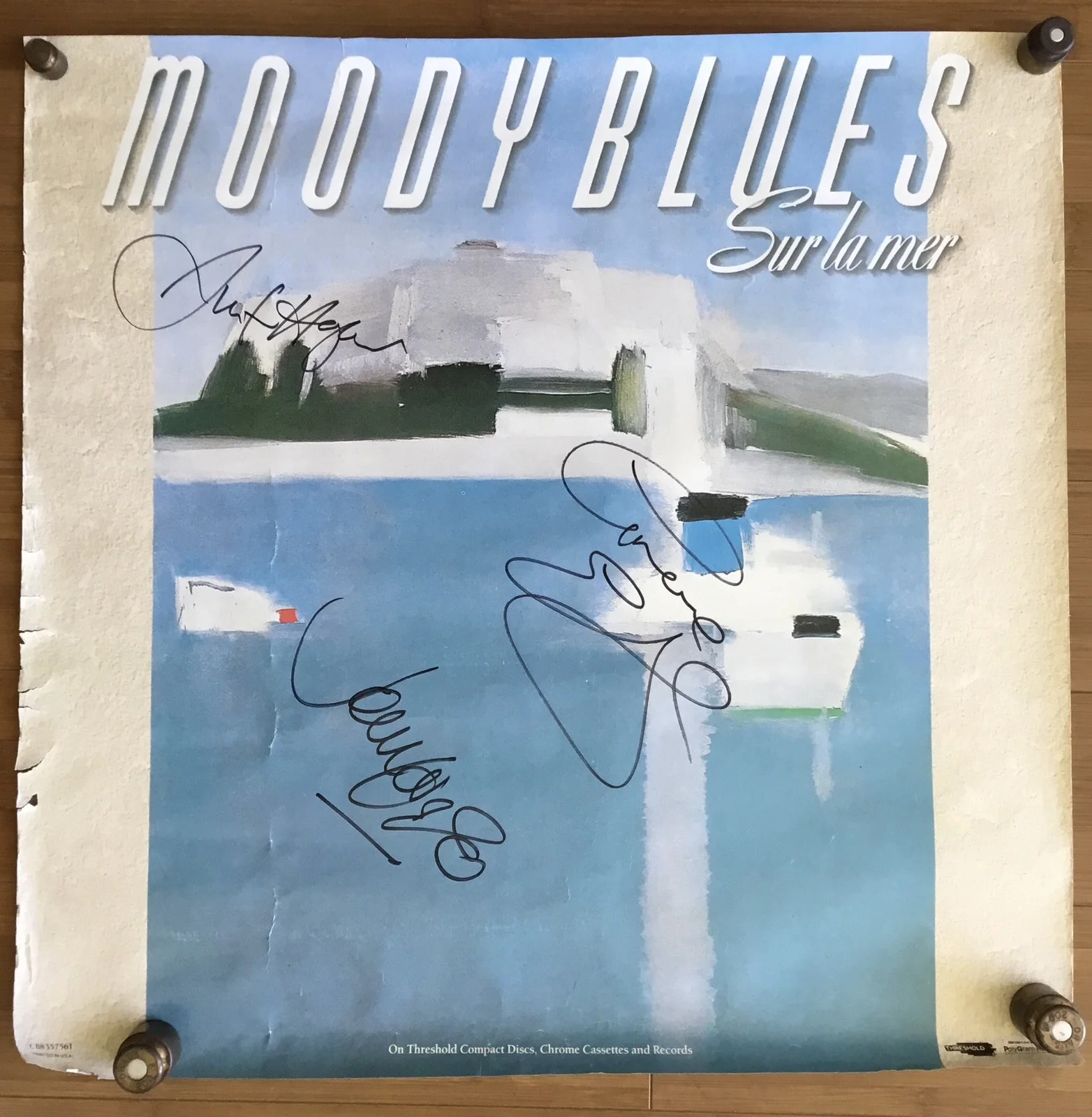 RARE 3 Signed Autograph Moody Blue Sur La Mer Album Promo Poster, изображение 2