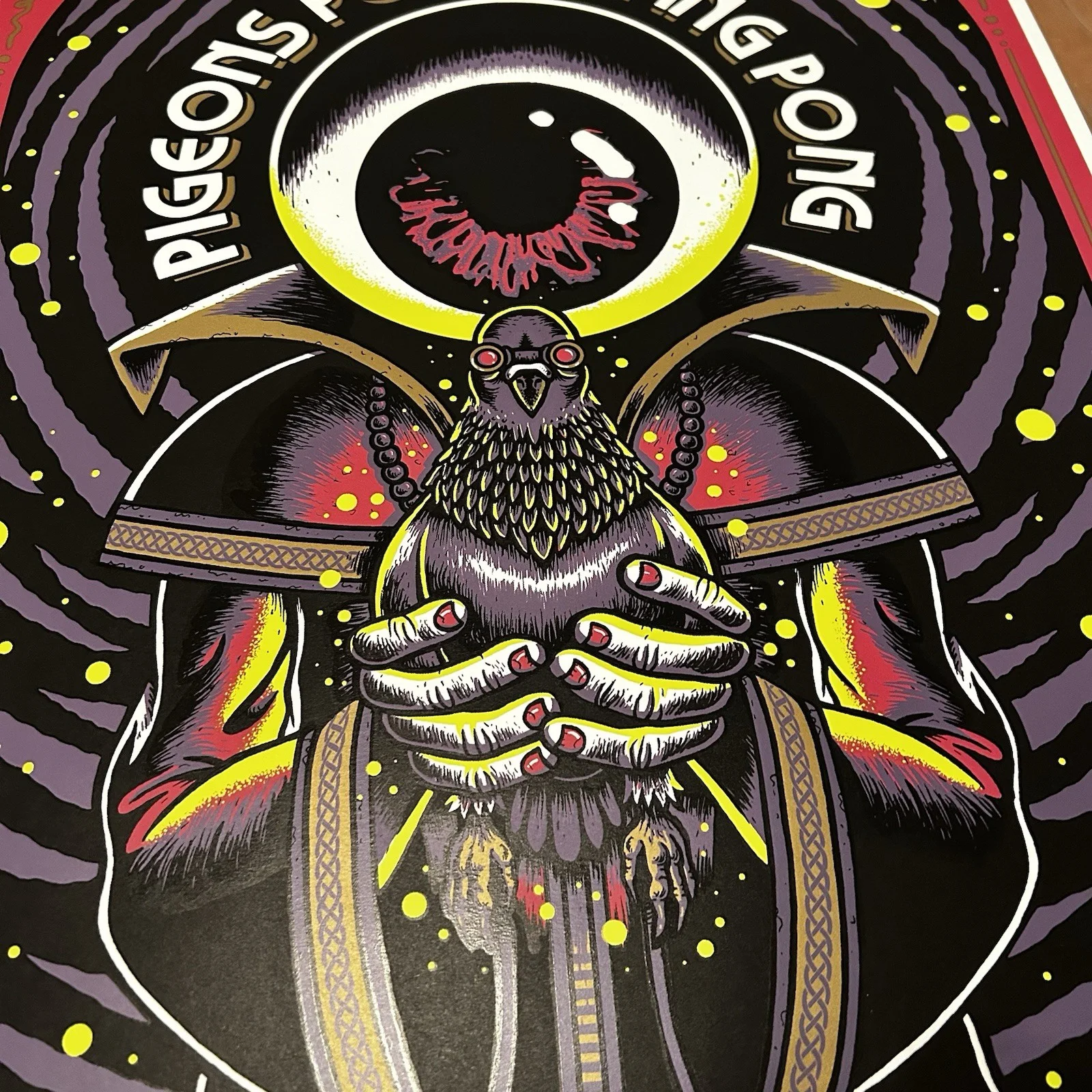 Pigeons Playing Ping Pong April 2019 Burlington VT/Portland ME Poster Signed AP, изображение 2