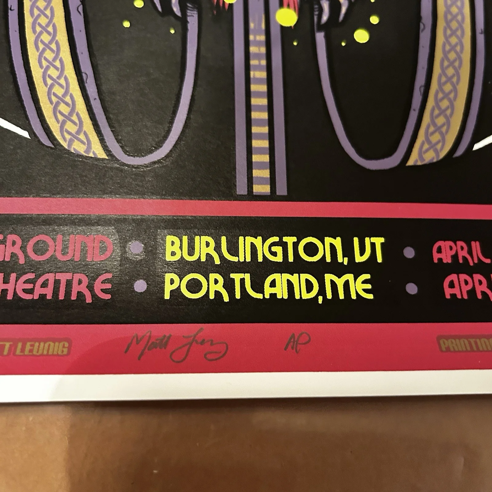 Pigeons Playing Ping Pong April 2019 Burlington VT/Portland ME Poster Signed AP, изображение 3