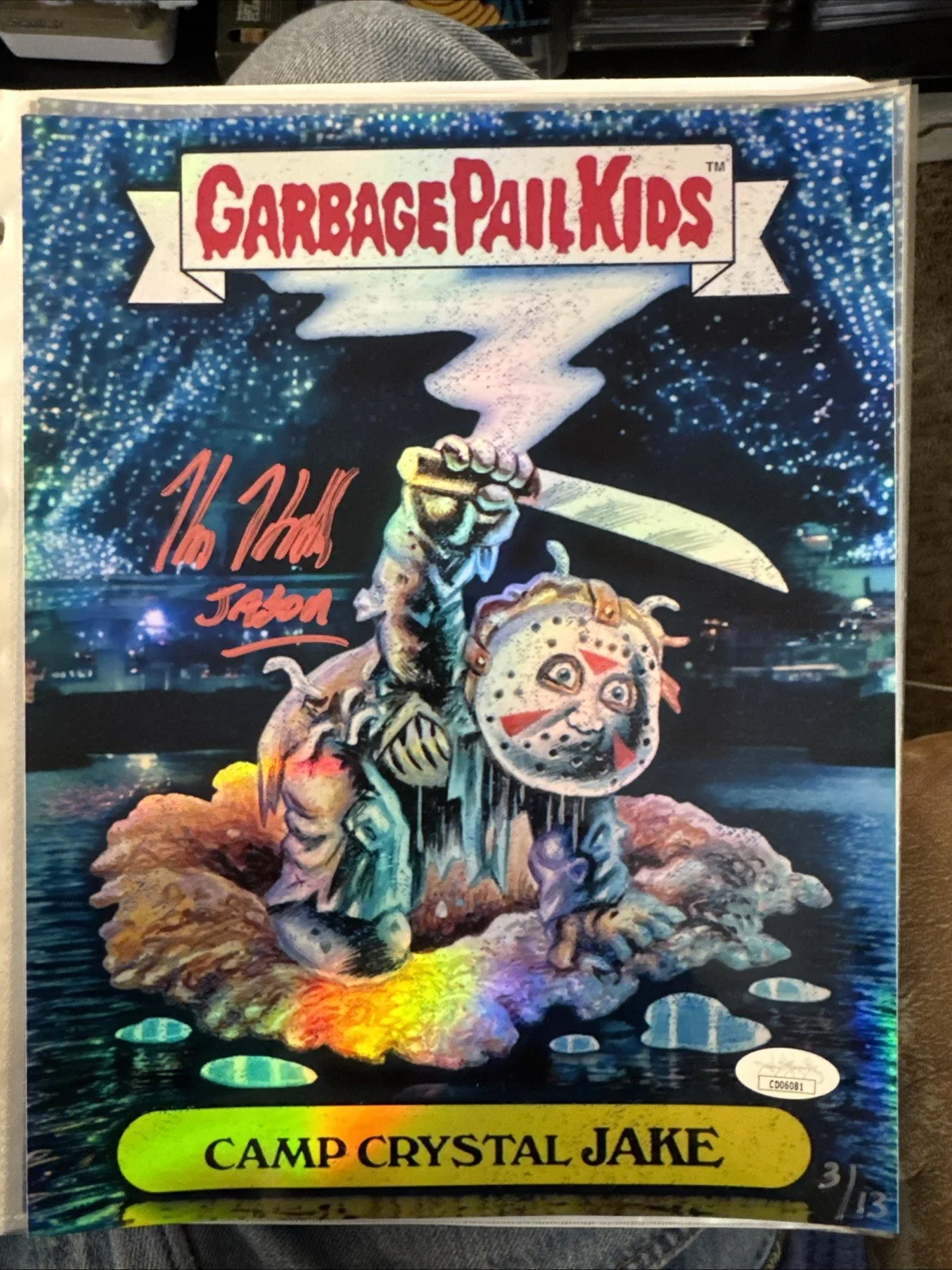 Kane Hodder — GPK Kane Hodder signed 8.5x11 Friday the 13th Jason Camp Crystal Jake JSA