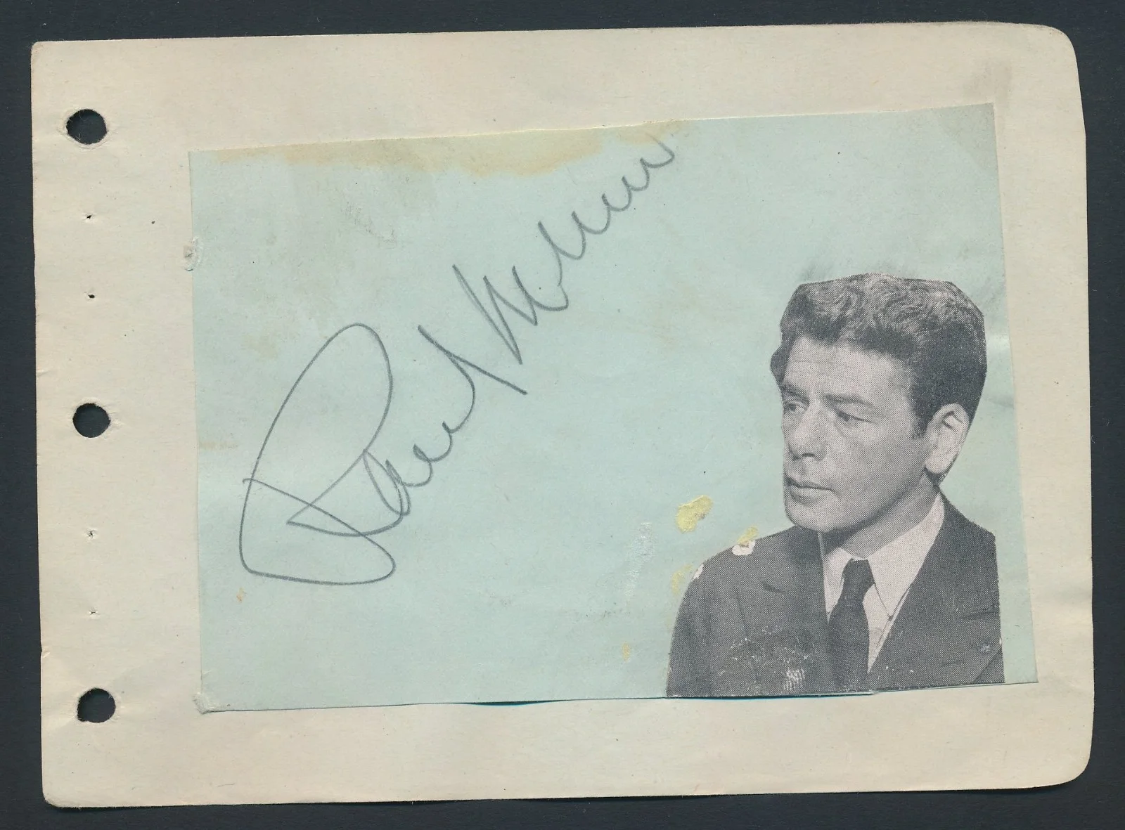 Paul Muni - 1930's Pencil Signed Sheet w/ Orig 1942 Still Photo - Autograph, изображение 2