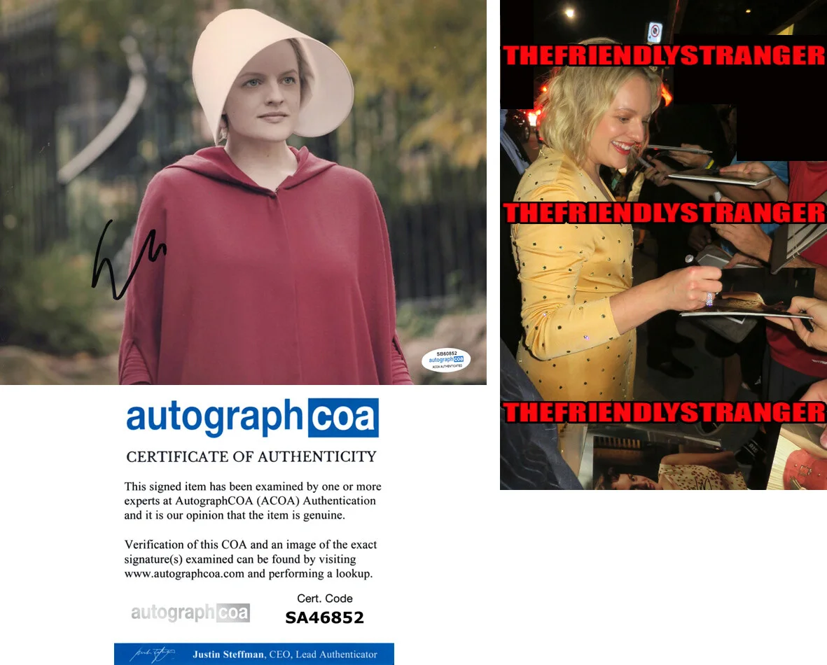 ELISABETH MOSS — Elisabeth Moss signed "HANDMAID'S TALE" 8x10 Photo a Imperfect Women ACOA COA
