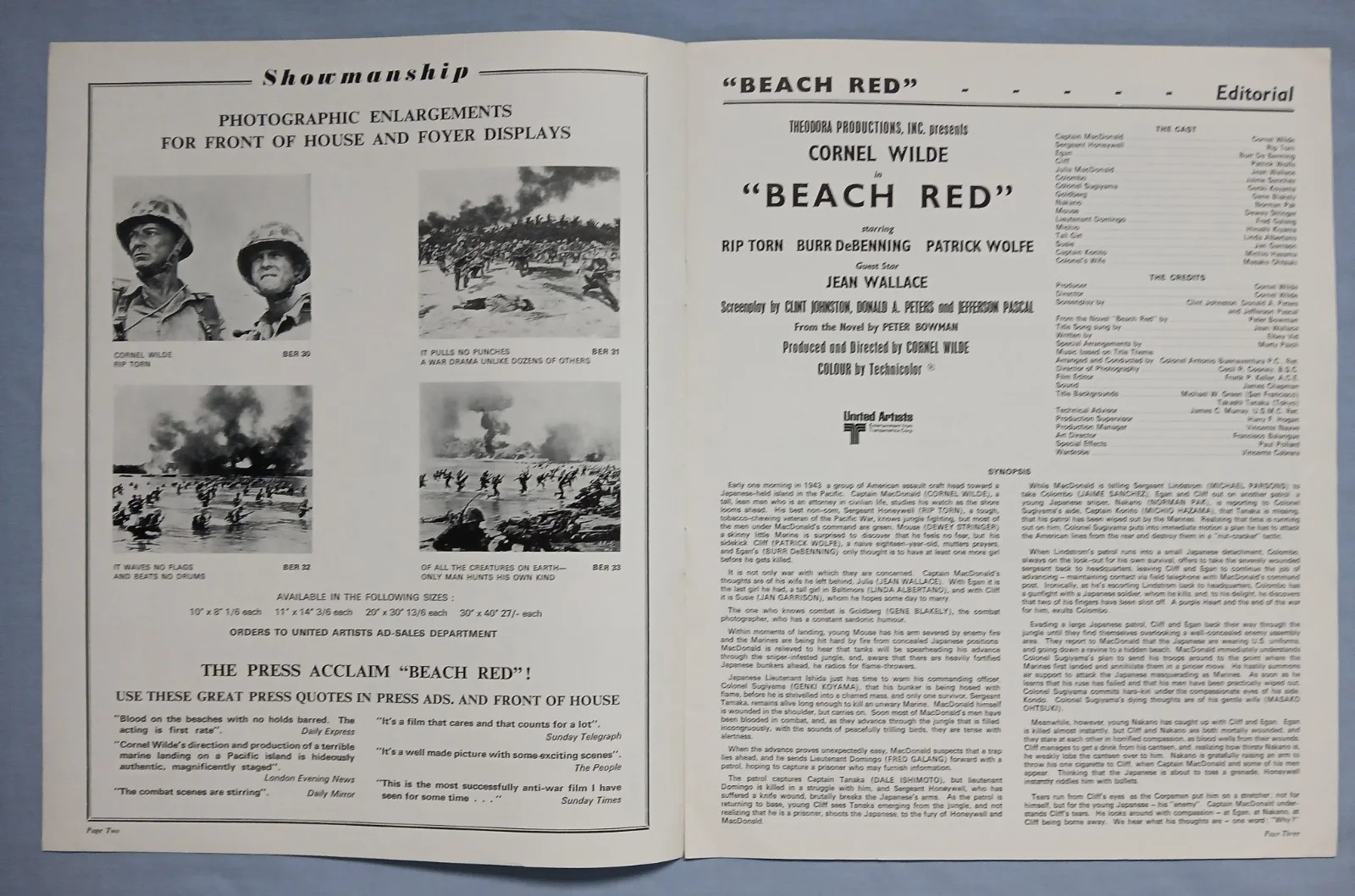 BEACH RED (1967) rare original UK Exhibitors Campaign Press Book, image 2