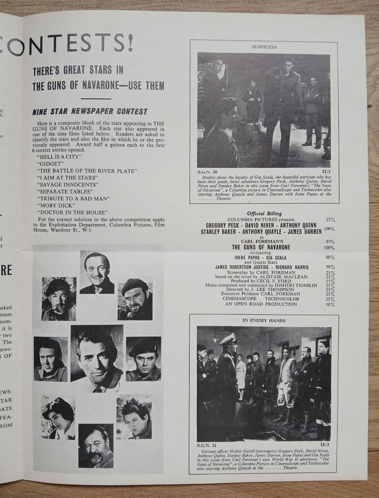 GUNS OF NAVARONE (1961) rare orig 1stR UK Campaign Press Book -Peck,Niven,Quinn, изображение 4